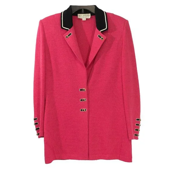 St John Collection Catalina Knit Blazer Pink Power Jacket 90s Style Barbiecore - Picture 3 of 10
